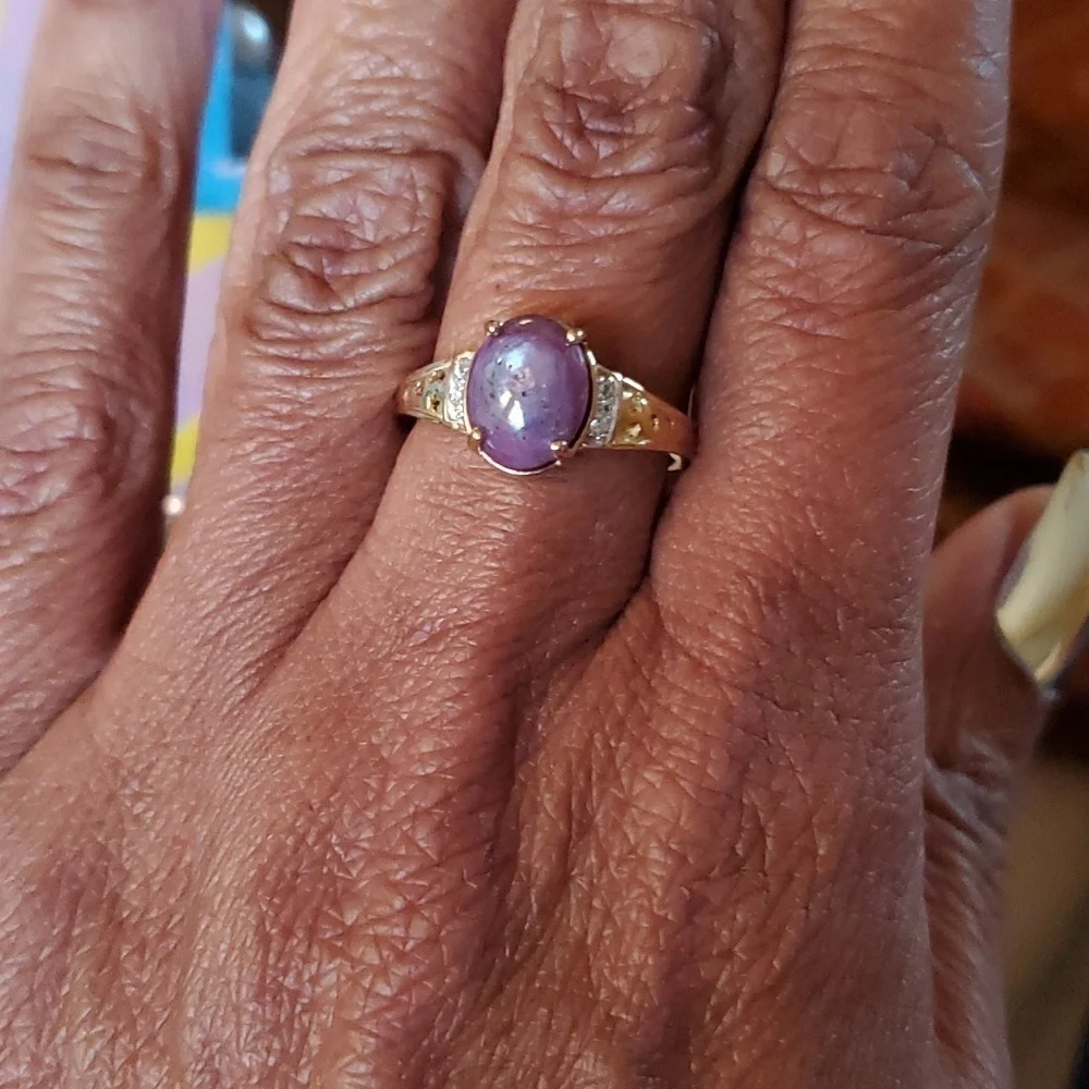 India Star Ruby And White Zircon Solitaire Celestial Ring Sz 8 - Picture 4 of 8